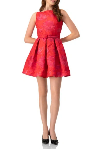 Ivonne Sleeveless Midi Dress With Round Neck In Red