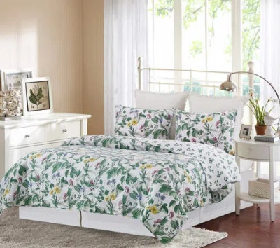C & F Home C&f Home Marcy Blooms Bedding Quilt Set In Green