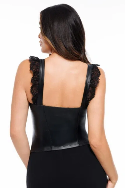 Popilush Lace Trim Sculpting Camisole Top In Black