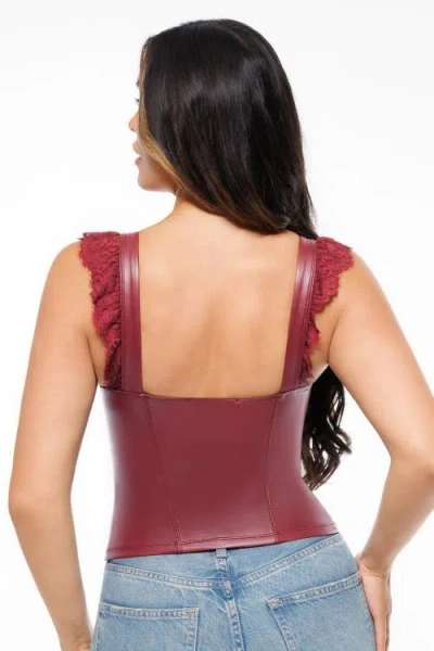 Popilush Lace Trim Sculpting Camisole Top In Burgundy