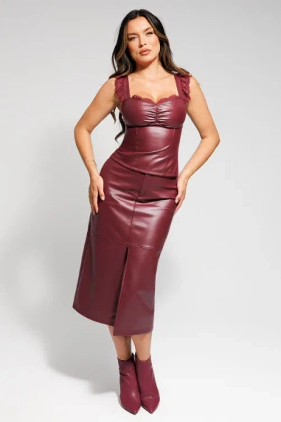 Popilush Lace Trim Sculpting Camisole Top In Burgundy