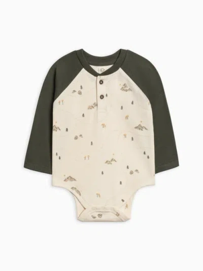 Colored Organics Organic Lucas Raglan Henley Bodysuit In Neutral