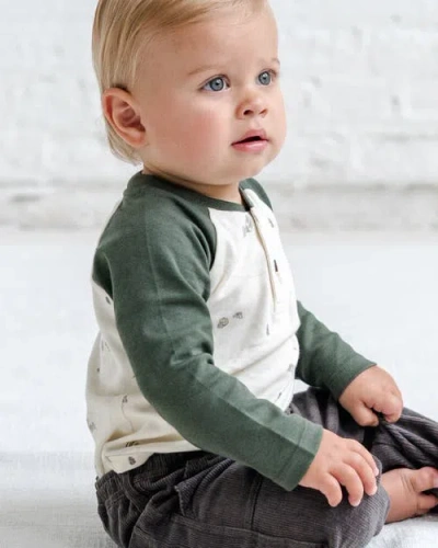 Colored Organics Organic Lucas Raglan Henley Bodysuit In Neutral