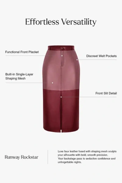 Popilush Sculpted Faux Leather Contour Skirt In Brown