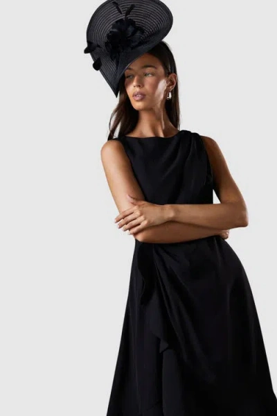 Coast Crepe Ruffle Low Back Dress In Black