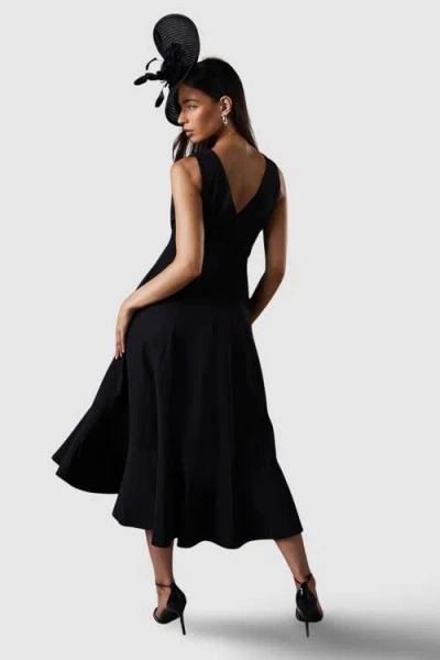 Coast Crepe Ruffle Low Back Dress In Black