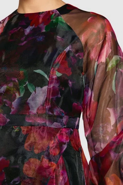 Coast Organza Puff Sleeve Midi Dress In Multi