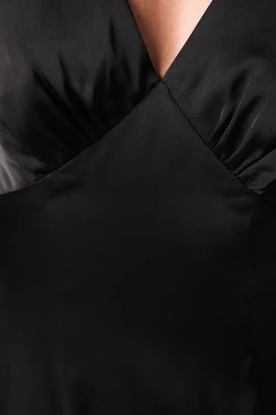 Coast Bow Back V-neck Satin Bridesmaid Dress In Black