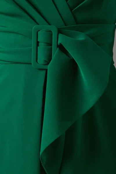 Coast Belted Crepe V-neck Midi Dress In Green