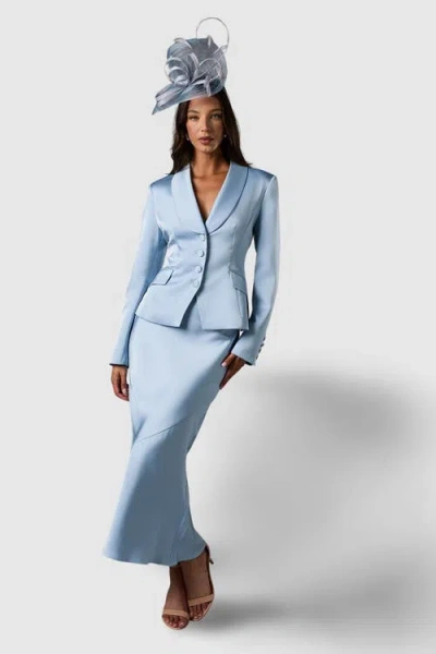 Coast Satin Detail Fitted Skirt In Blue