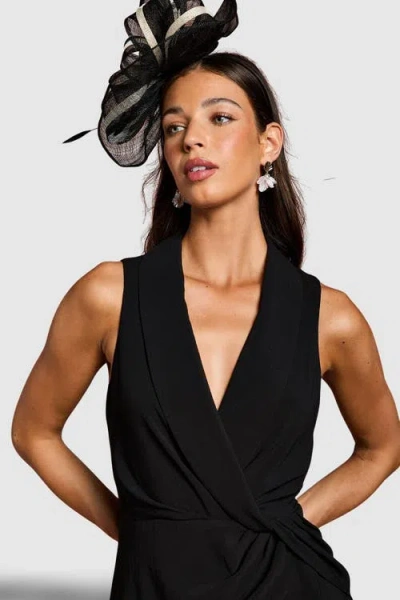 Coast Shawl Collar Ruffle Hem Midi Dress In Black