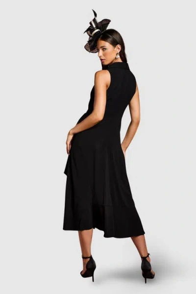 Coast Shawl Collar Ruffle Hem Midi Dress In Black