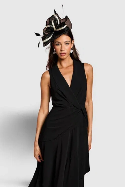 Coast Shawl Collar Ruffle Hem Midi Dress In Black