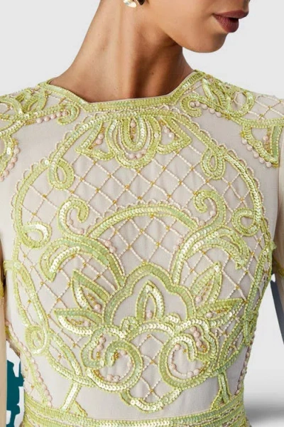 Coast Muse Chiffon Embellished Mini Dress In Green