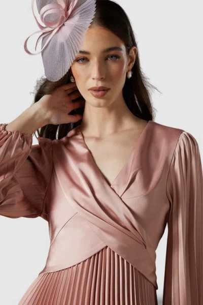 Coast Petite Pleat Skirt Midi Dress In Pink