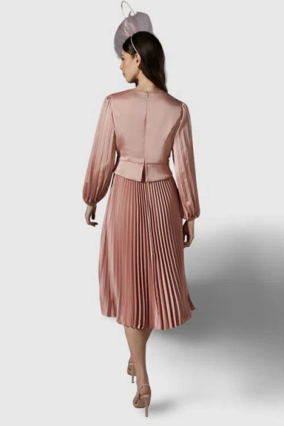 Coast Petite Pleat Skirt Midi Dress In Pink
