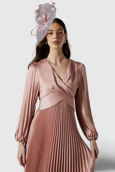 Coast Petite Pleat Skirt Midi Dress In Pink