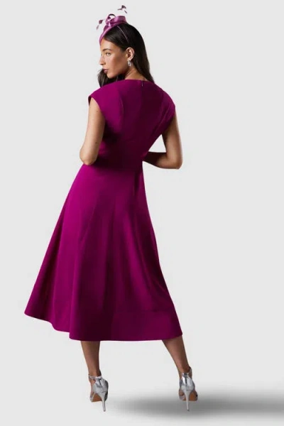 Coast Belted Crepe V-neck Midi Dress In Purple