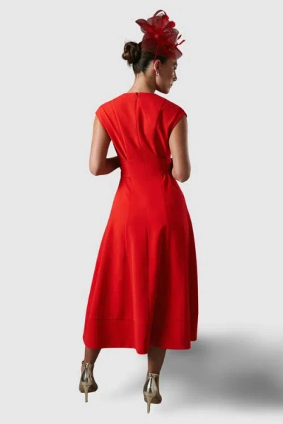 Coast Belted Crepe V-neck Midi Dress In Red