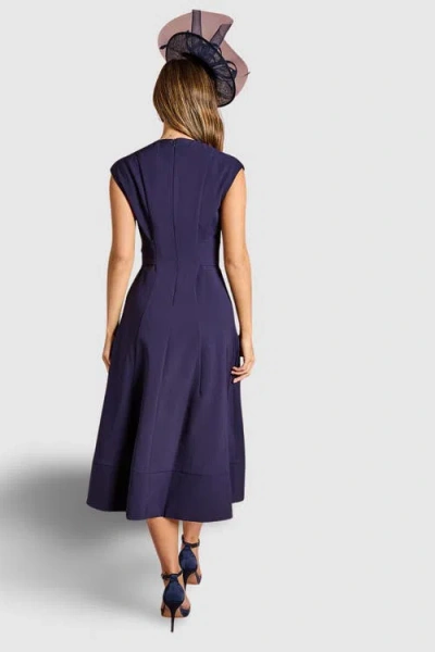 Coast Belted Crepe V-neck Midi Dress In Blue