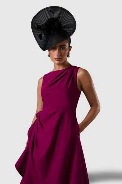 Coast Crepe Ruffle Low Back Dress In Burgundy