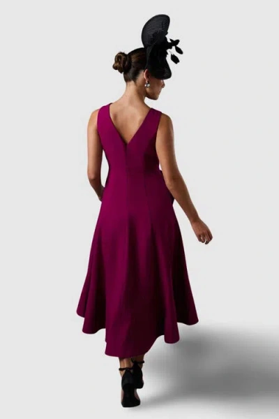 Coast Crepe Ruffle Low Back Dress In Burgundy