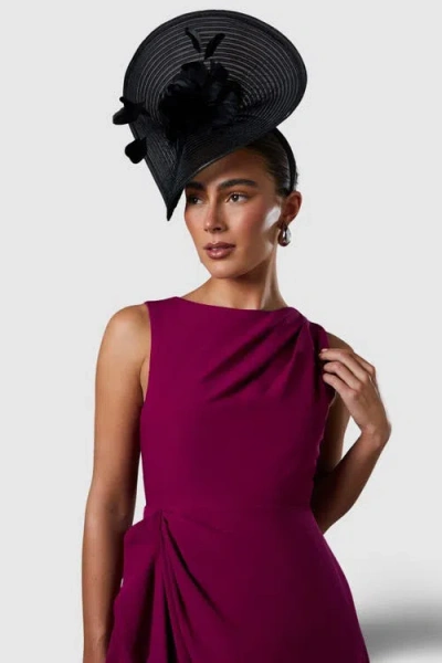 Coast Crepe Ruffle Low Back Dress In Burgundy