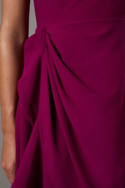 Coast Crepe Ruffle Low Back Dress In Burgundy