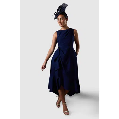Coast Crepe Ruffle Low Back Dress In Blue