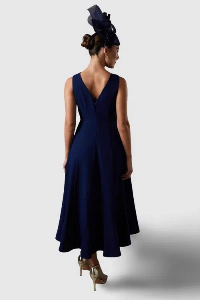 Coast Crepe Ruffle Low Back Dress In Blue