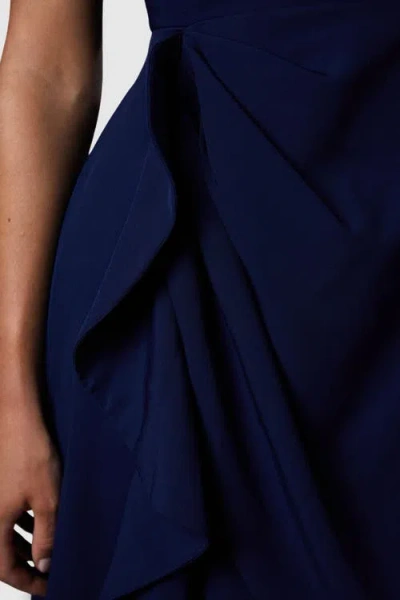 Coast Crepe Ruffle Low Back Dress In Blue