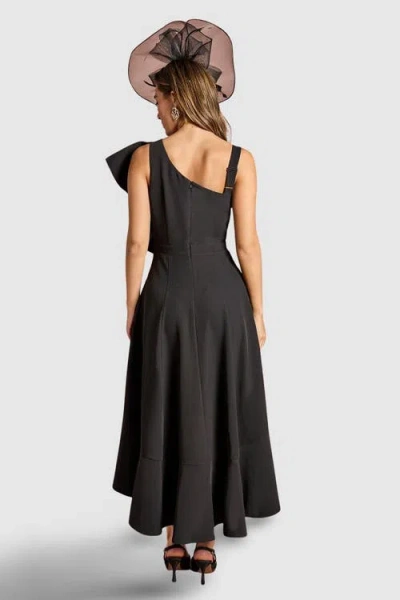 Coast One Shoulder Crepe Ruffle Midi Dress In Black