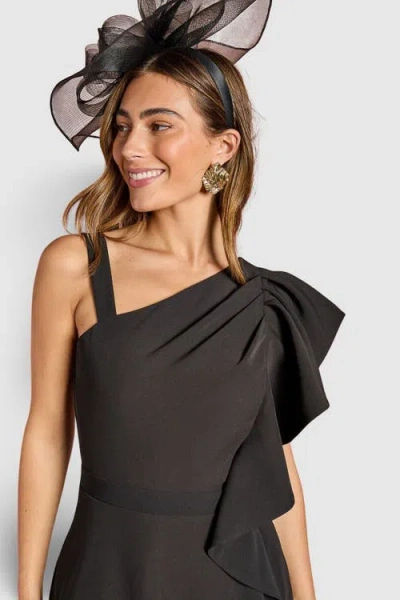 Coast One Shoulder Crepe Ruffle Midi Dress In Black
