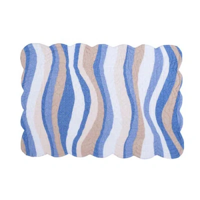 C & F Home C&f Home Seahorse Sands Reversible Machine Washable Scallop Quilt Placemats Set Of 6 In Blue