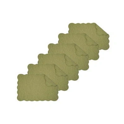 C & F Home C&f Home Christiana Sweet Pea Reversible Machine Washable Scallop Quilt Placemats Set Of 6 In Green