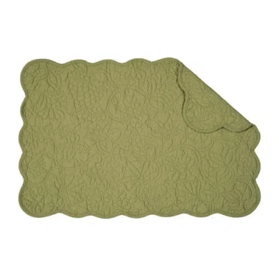 C & F Home C&f Home Christiana Sweet Pea Reversible Machine Washable Scallop Quilt Placemats Set Of 6 In Green