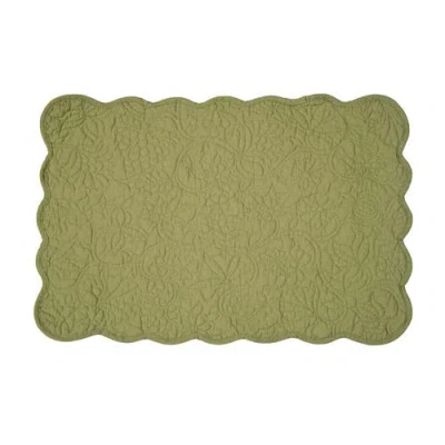 C & F Home C&f Home Christiana Sweet Pea Reversible Machine Washable Scallop Quilt Placemats Set Of 6 In Green
