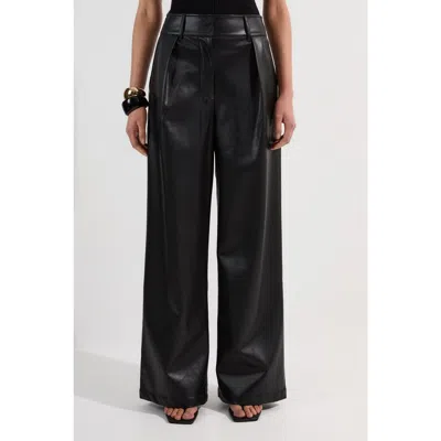 Karen Millen Faux Leather Wide Leg Pants In Black