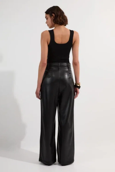 Karen Millen Faux Leather Wide Leg Pants In Black