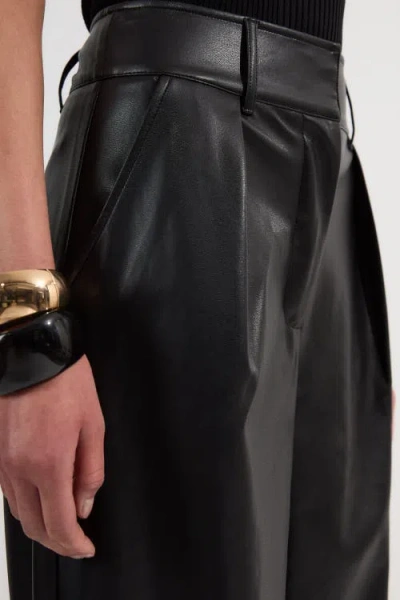 Karen Millen Faux Leather Wide Leg Pants In Black