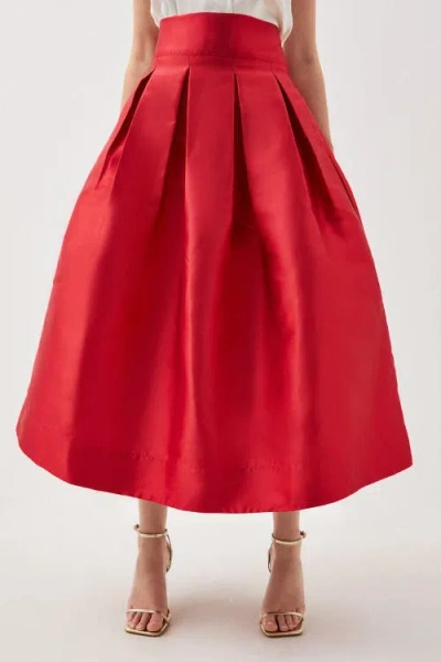 Karen Millen Twill Woven Prom Maxi Skirt In Red