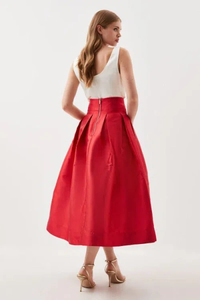 Karen Millen Twill Woven Prom Maxi Skirt In Red