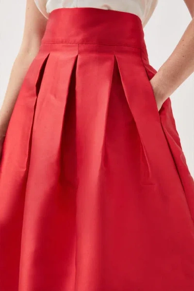 Karen Millen Twill Woven Prom Maxi Skirt In Red