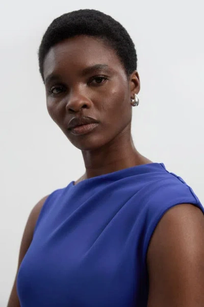 Karen Millen Scuba Drama Ruffle Hem Woven Maxi Dress In Blue