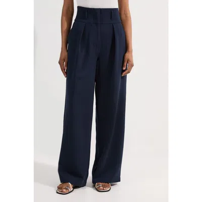 Karen Millen High Waist Wide Leg Pants In Blue
