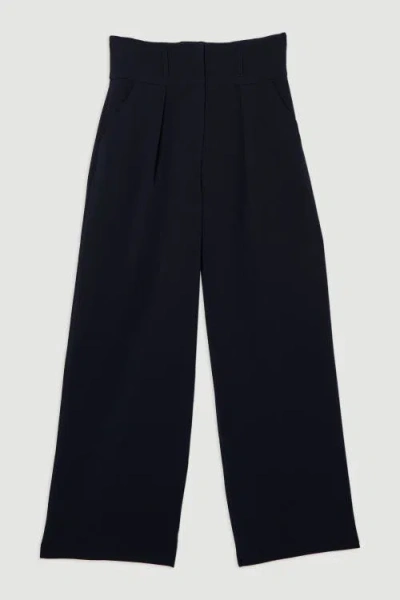 Karen Millen High Waist Wide Leg Pants In Blue