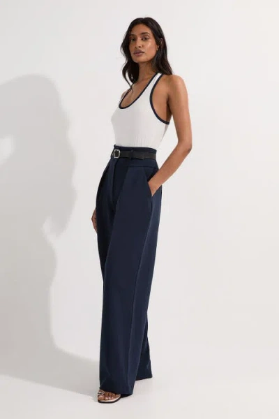 Karen Millen High Waist Wide Leg Pants In Blue