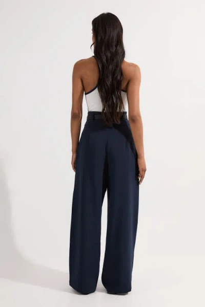 Karen Millen High Waist Wide Leg Pants In Blue