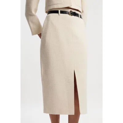 Karen Millen Tweed Belted Pencil Skirt In Neutral