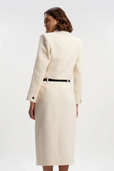 Karen Millen Tweed Belted Pencil Skirt In Neutral